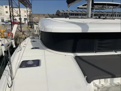 Deck of Lagoon 42, a catamaran at Volos, Greece
