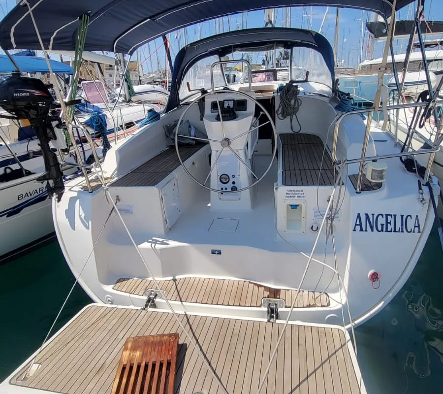 Exterior view of Angelica, a Bavaria Cruiser 36 sailboat at Grad Trogir, Croatia