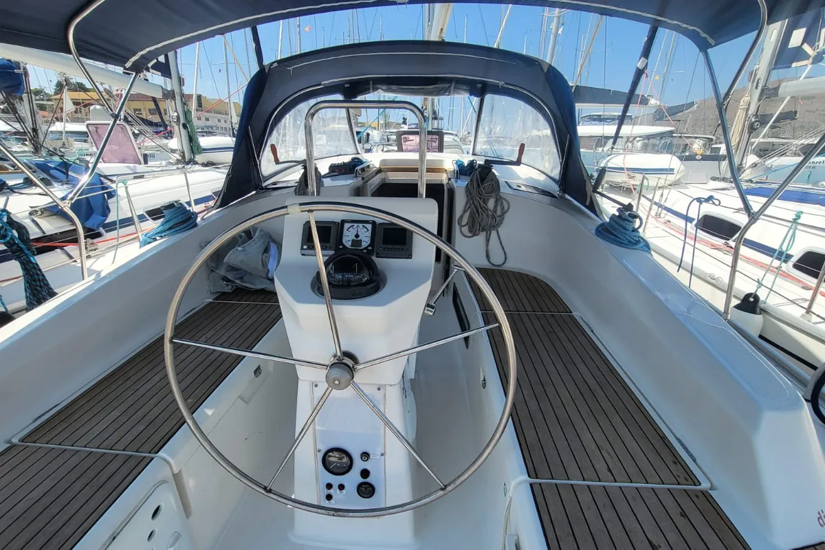 Cockpit of Angelica, a Bavaria Cruiser 36 sailboat at Grad Trogir, Croatia