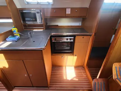 Galley of Angelica, a Bavaria Cruiser 36 sailboat at Grad Trogir, Croatia