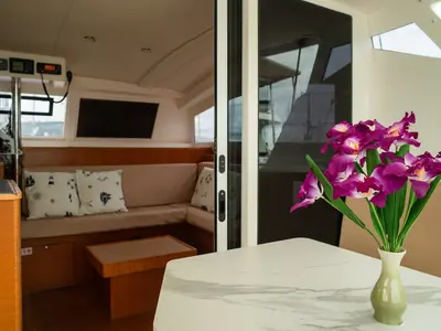 Salon of Andaman Discovery, a C – Catamarans C-Cat 37 catamaran at Mai Khao, Thailand