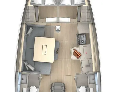 Floor plan of Ninive, a Dufour 41 sailboat at Tonnarella, Italy
