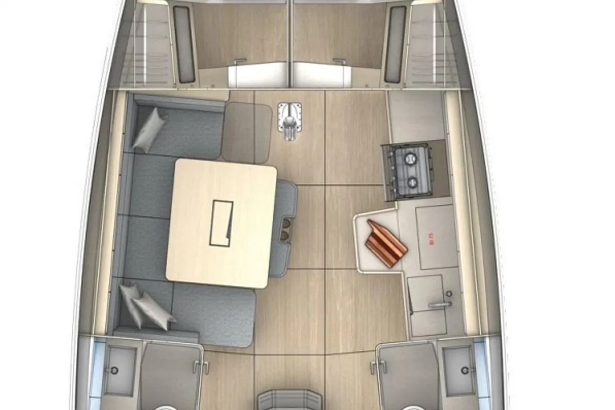 Floor plan of Ninive, a Dufour 41 sailboat at Tonnarella, Italy