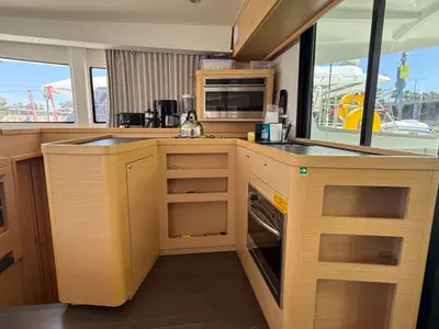 Galley of Tiamo IV, a Lagoon 42 catamaran at Lefkada, Greece