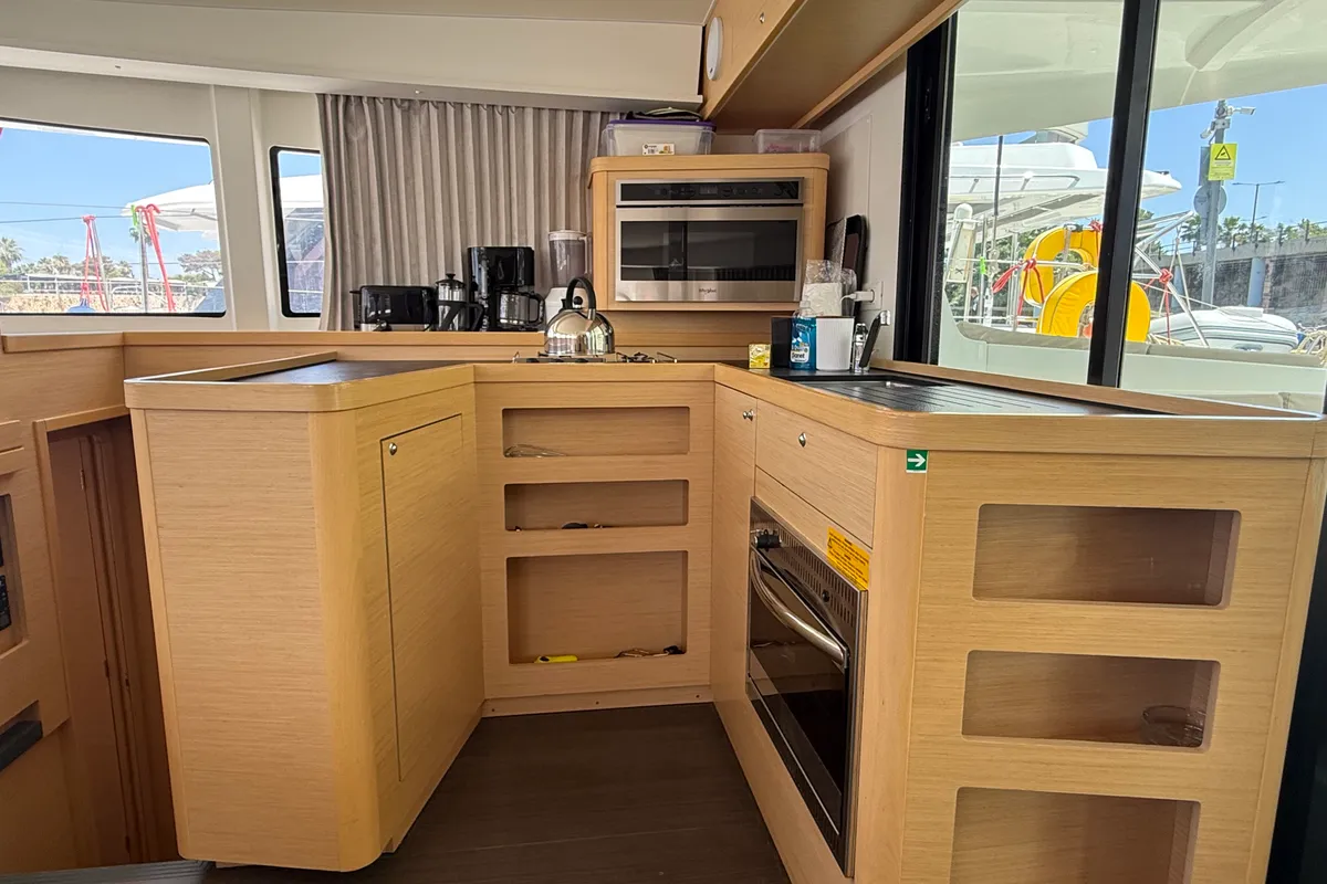 Galley of Tiamo IV, a Lagoon 42 catamaran at Lefkada, Greece