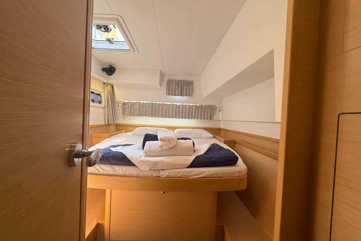 Cabin on Tiamo IV, a Lagoon 42 catamaran at Lefkada, Greece
