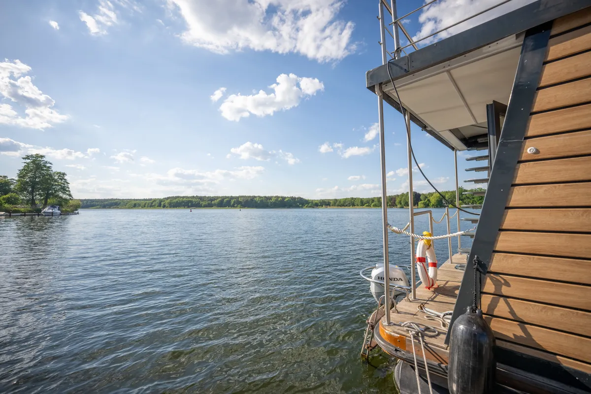 Deck of Brino, a Woma D13 motorboat at Fürstenberg, Germany