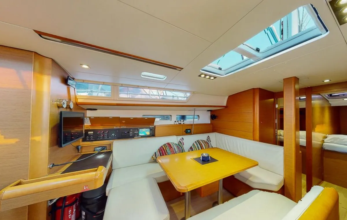 Salon of Haidi, a Jeanneau Sun Odyssey 469 sailboat at Athens, Greece