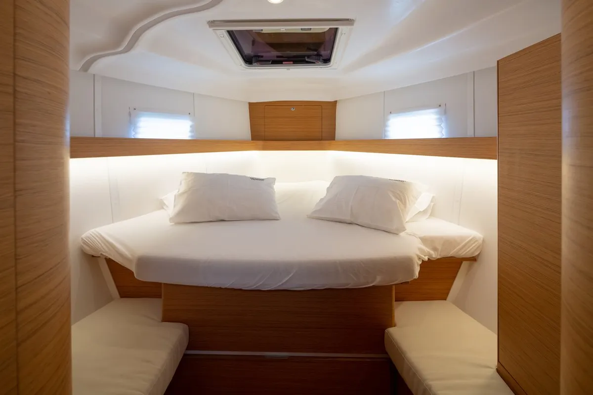 Cabin on Jasmin, a Elan Impression 45 sailboat at Split, Croatia