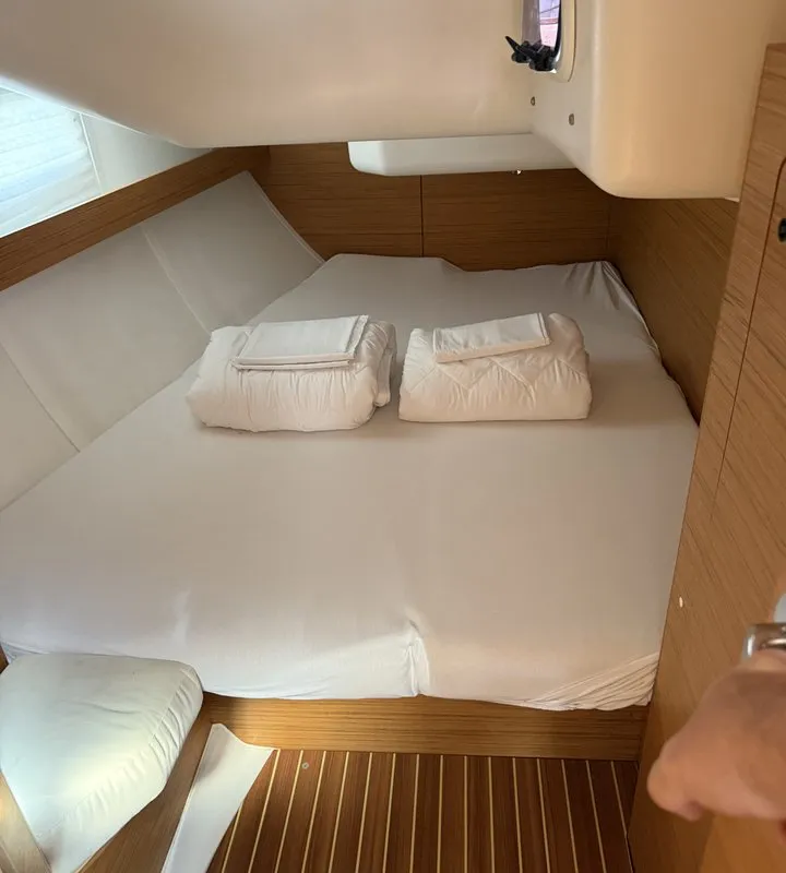 Cabin on Jasmin, a Elan Impression 45 sailboat at Split, Croatia
