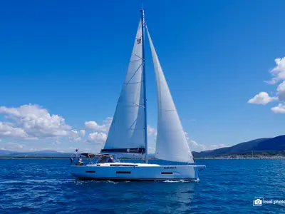 Exterior view of Agnese - Water maker, Solar Panel, a Dufour 530 sailboat at Puntone di Scarlino, Italy