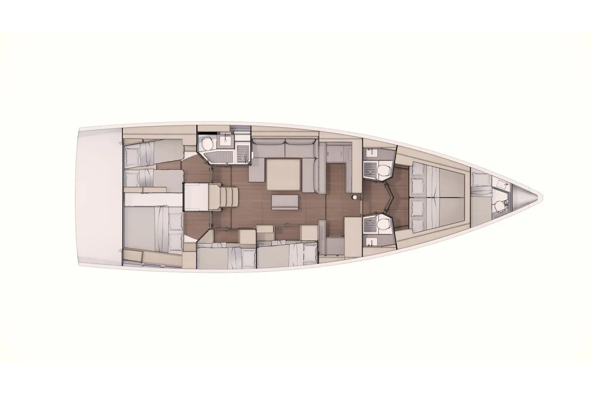 Floor plan of Agnese - Water maker, Solar Panel, a Dufour 530 sailboat at Puntone di Scarlino, Italy