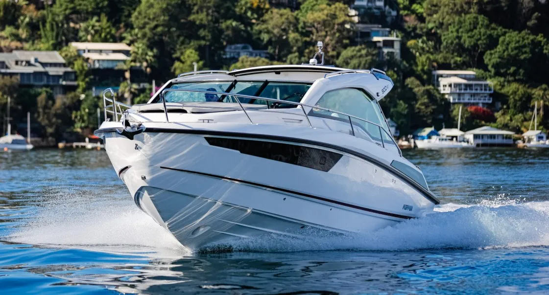 Exterior view of Moncia, a Nimbus Flipper 900 ST motor yacht at Općina Sukošan, Croatia