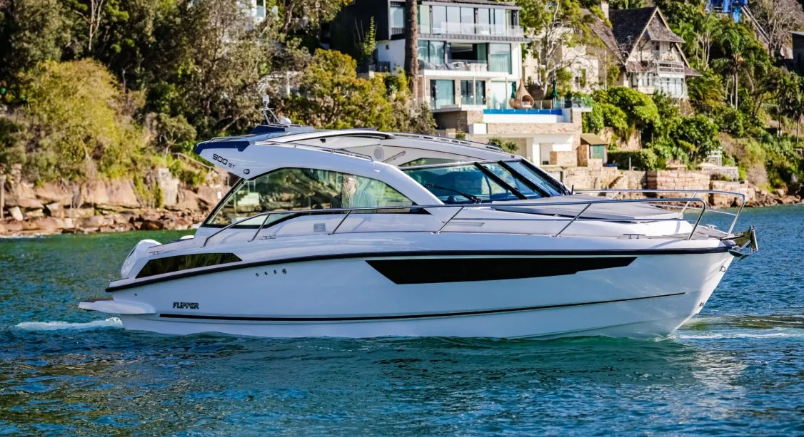 Exterior view of Moncia, a Nimbus Flipper 900 ST motor yacht at Općina Sukošan, Croatia