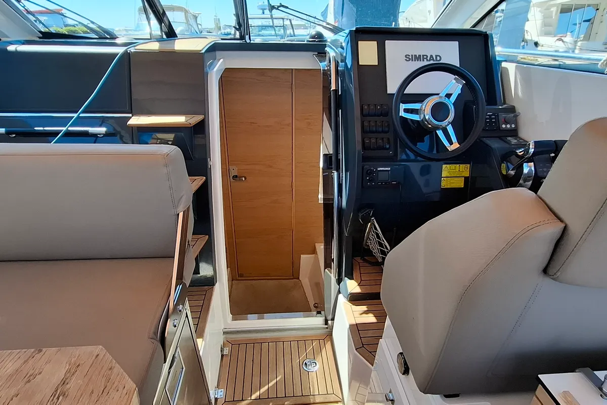 Cockpit of Moncia, a Nimbus Flipper 900 ST motor yacht at Općina Sukošan, Croatia