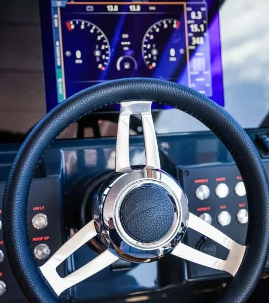 Cockpit of Moncia, a Nimbus Flipper 900 ST motor yacht at Općina Sukošan, Croatia