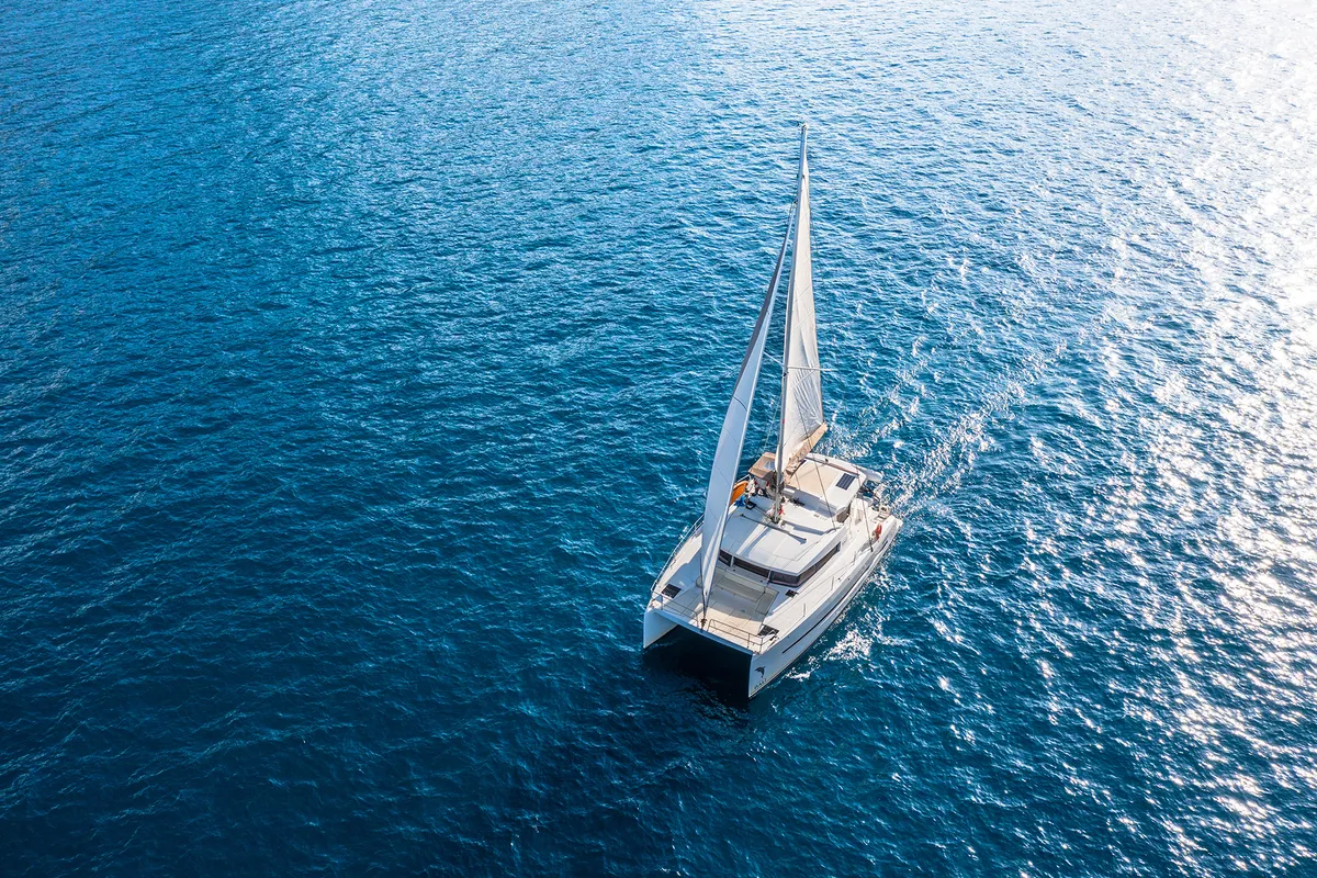 Exterior view of Talitha, a Bali 4.1 catamaran at Palermo, Italy