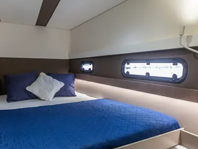 Cabin on Talitha, a Bali 4.1 catamaran at Palermo, Italy
