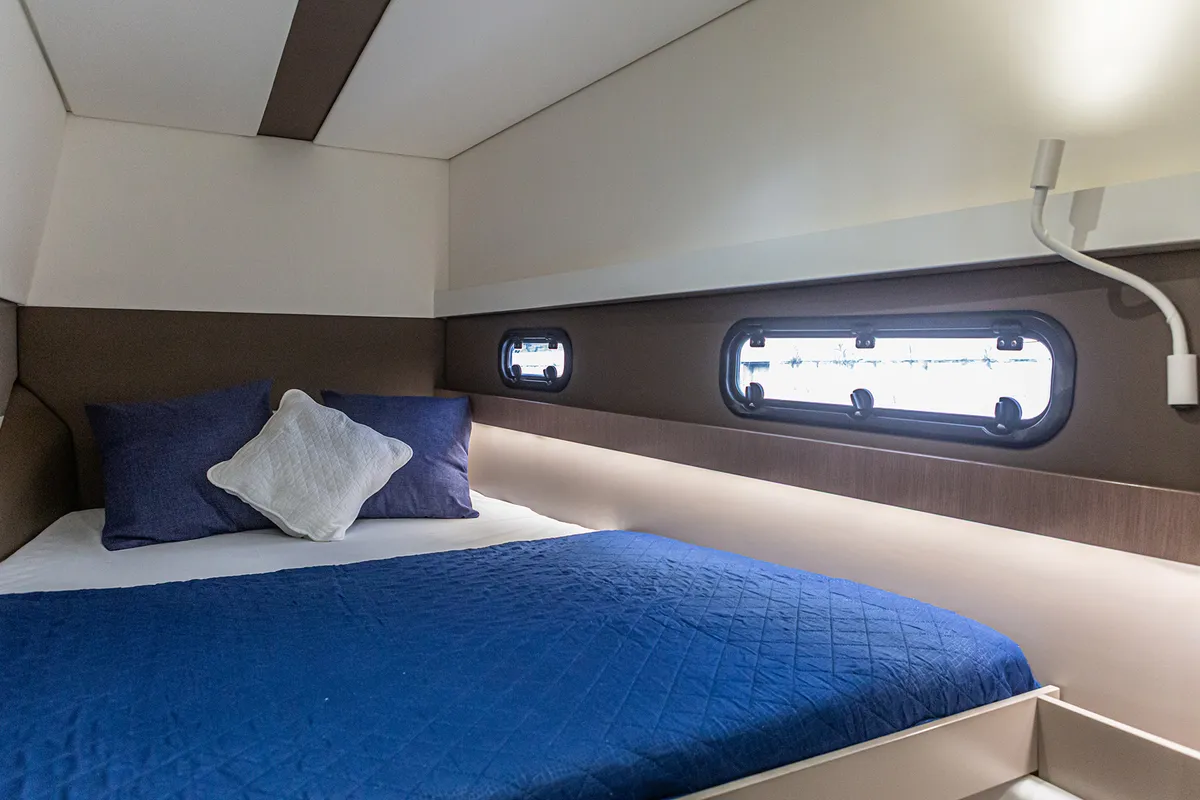 Cabin on Talitha, a Bali 4.1 catamaran at Palermo, Italy