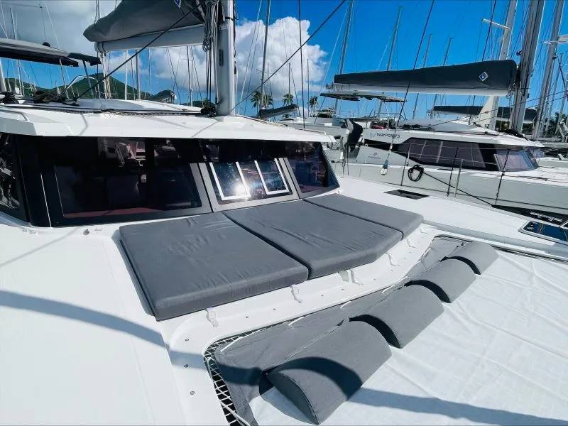 Deck of Firefly, a Fountaine Pajot Isla 40 catamaran at Road Town, British Virgin Islands