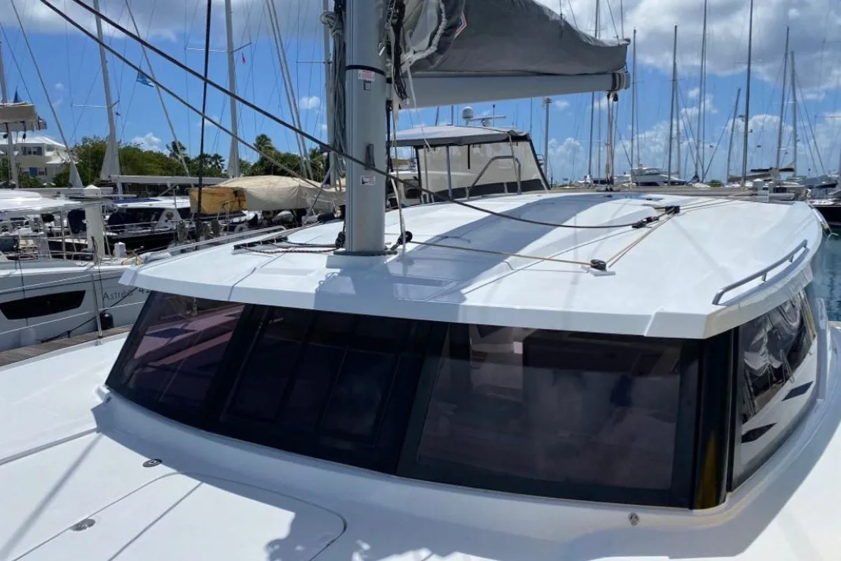 Deck of Firefly, a Fountaine Pajot Isla 40 catamaran at Road Town, British Virgin Islands