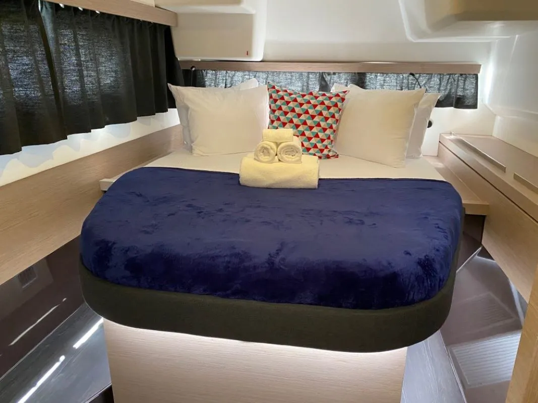 Cabin on Firefly, a Fountaine Pajot Isla 40 catamaran at Road Town, British Virgin Islands