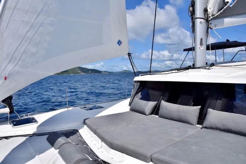 Deck of Firefly, a Fountaine Pajot Isla 40 catamaran at Road Town, British Virgin Islands