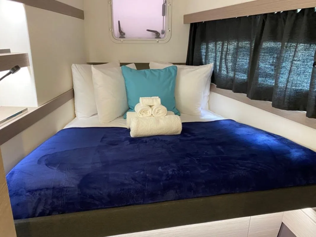 Cabin on Firefly, a Fountaine Pajot Isla 40 catamaran at Road Town, British Virgin Islands