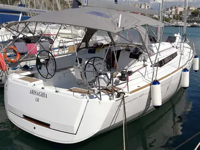 Arisaghia, a Jeanneau Sun Odyssey 449 sailboat at Agropoli, Italy