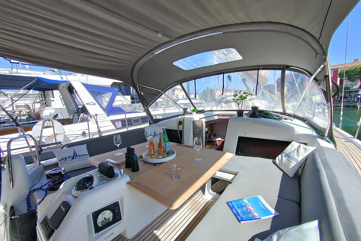 Deck of Sterenn, a Jeanneau Sun Odyssey 440 sailboat at Grimaud, France