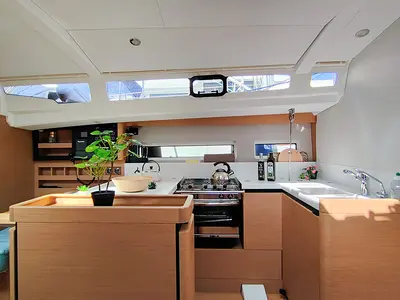 Galley of Sterenn, a Jeanneau Sun Odyssey 440 sailboat at Grimaud, France