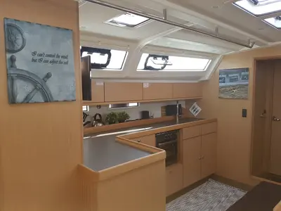Galley of Aesthesis, a Bavaria Cruiser 46 sailboat at Lefkada, Greece