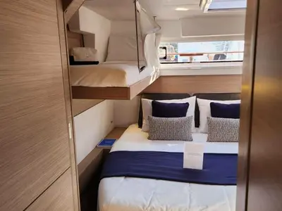 Cabin on Solara, a Lagoon 43 catamaran at Bonifacio / Bunifaziu, France