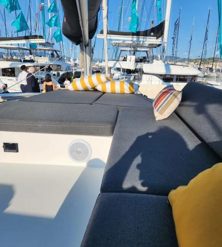 Deck of Solara, a Lagoon 43 catamaran at Bonifacio / Bunifaziu, France
