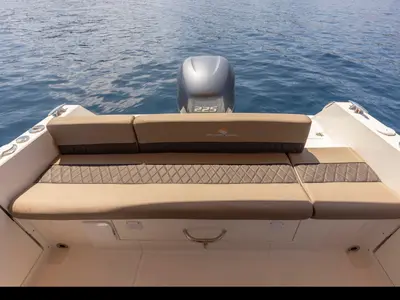 Deck of 275322ML, a Atlantic Marine Sun Cruiser 690 motorboat at Mali Lošinj, Croatia