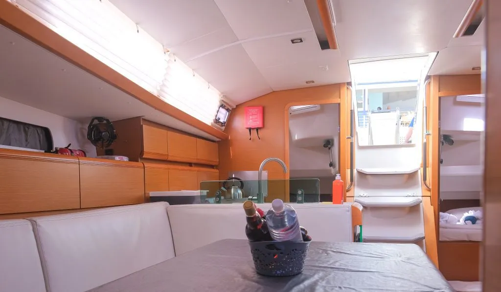 Calia, a Jeanneau Sun Odyssey 449 sailboat at Ribishi, Saint Vincent and the Grenadines