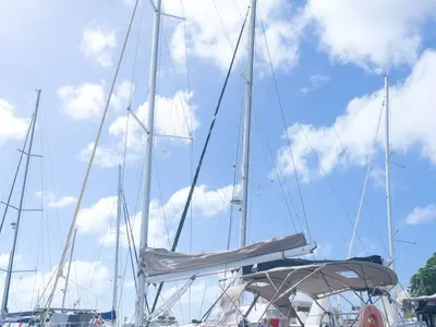 Calia, a Jeanneau Sun Odyssey 449 sailboat at Ribishi, Saint Vincent and the Grenadines