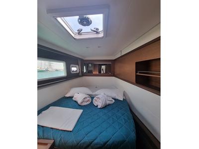 Cabin on SoulMate, a Lagoon 450 F catamaran at Lavrion, Greece