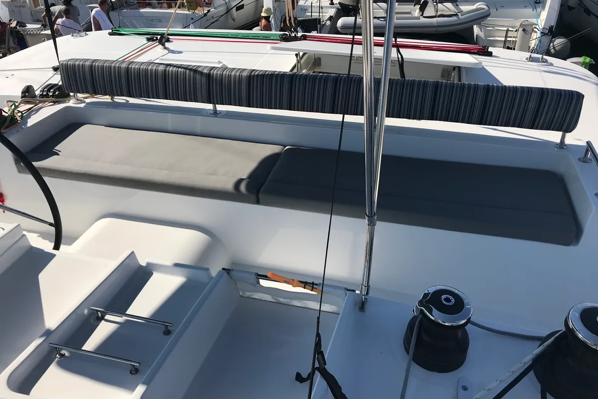 SoulMate, a Lagoon 450 F catamaran at Lavrion, Greece