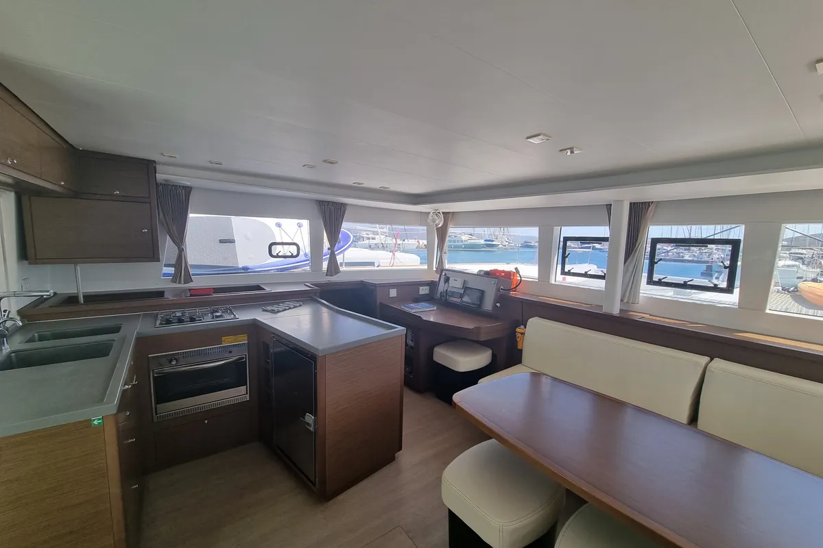 SoulMate, a Lagoon 450 F catamaran at Lavrion, Greece