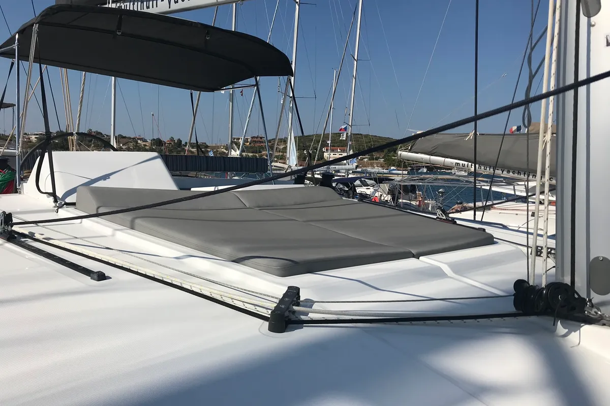 SoulMate, a Lagoon 450 F catamaran at Lavrion, Greece