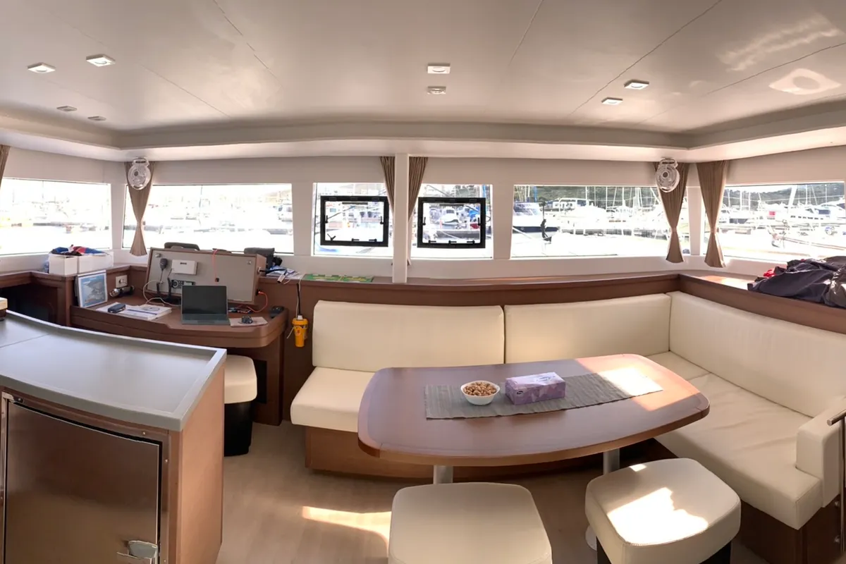 SoulMate, a Lagoon 450 F catamaran at Lavrion, Greece