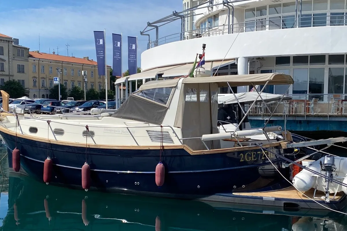 Exterior view of Gi&Gi, a Menorquin 100 motorboat at Pula, Croatia
