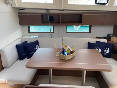 Salon of WEST, a Beneteau Oceanis 46.1 sailboat at Marmaris, Turkey