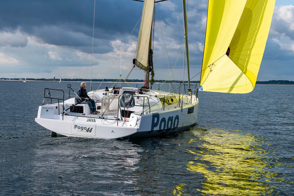 Exterior view of TOSTAKY, a Pogo 44 sailboat at Alameda, United States
