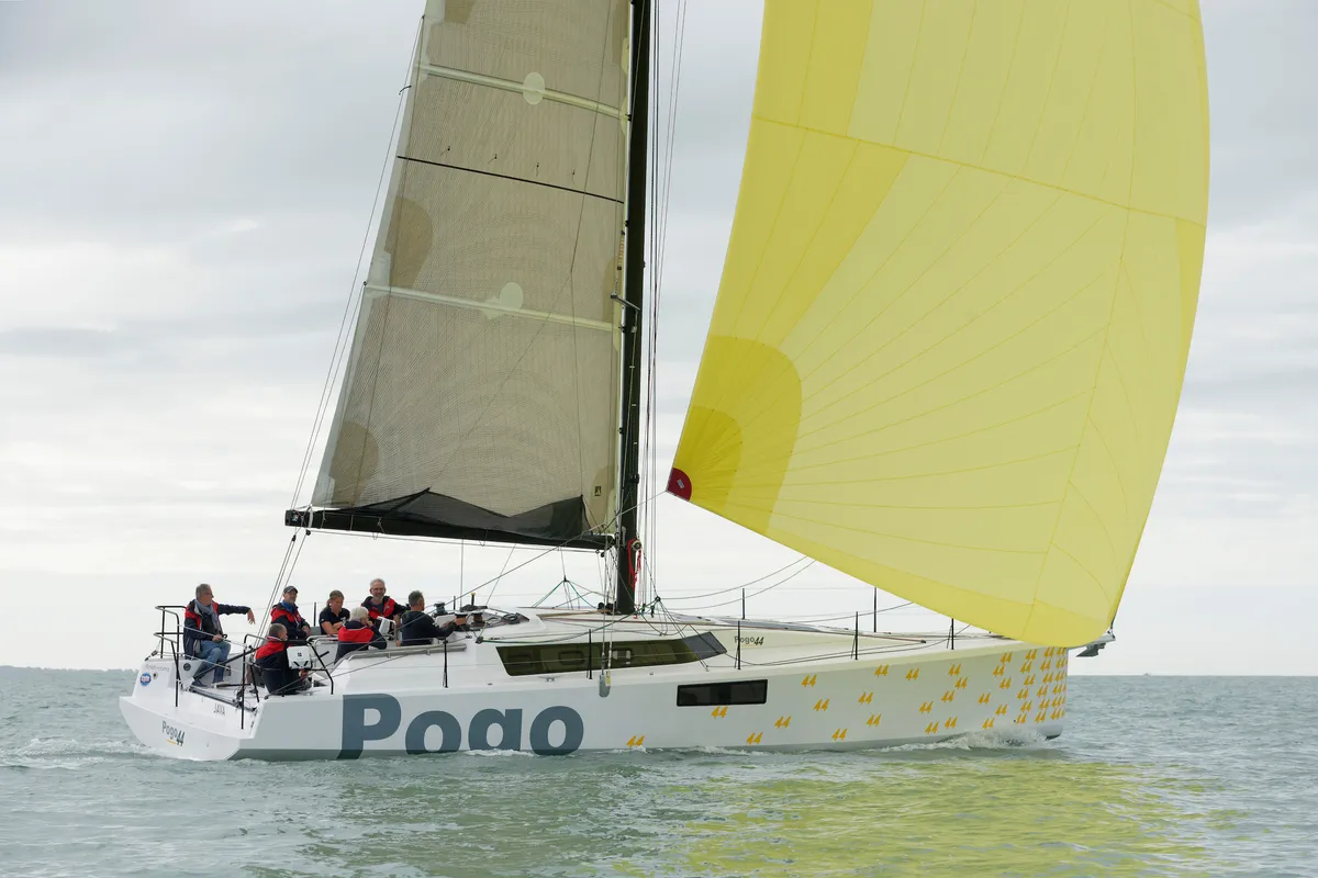 Exterior view of TOSTAKY, a Pogo 44 sailboat at Alameda, United States