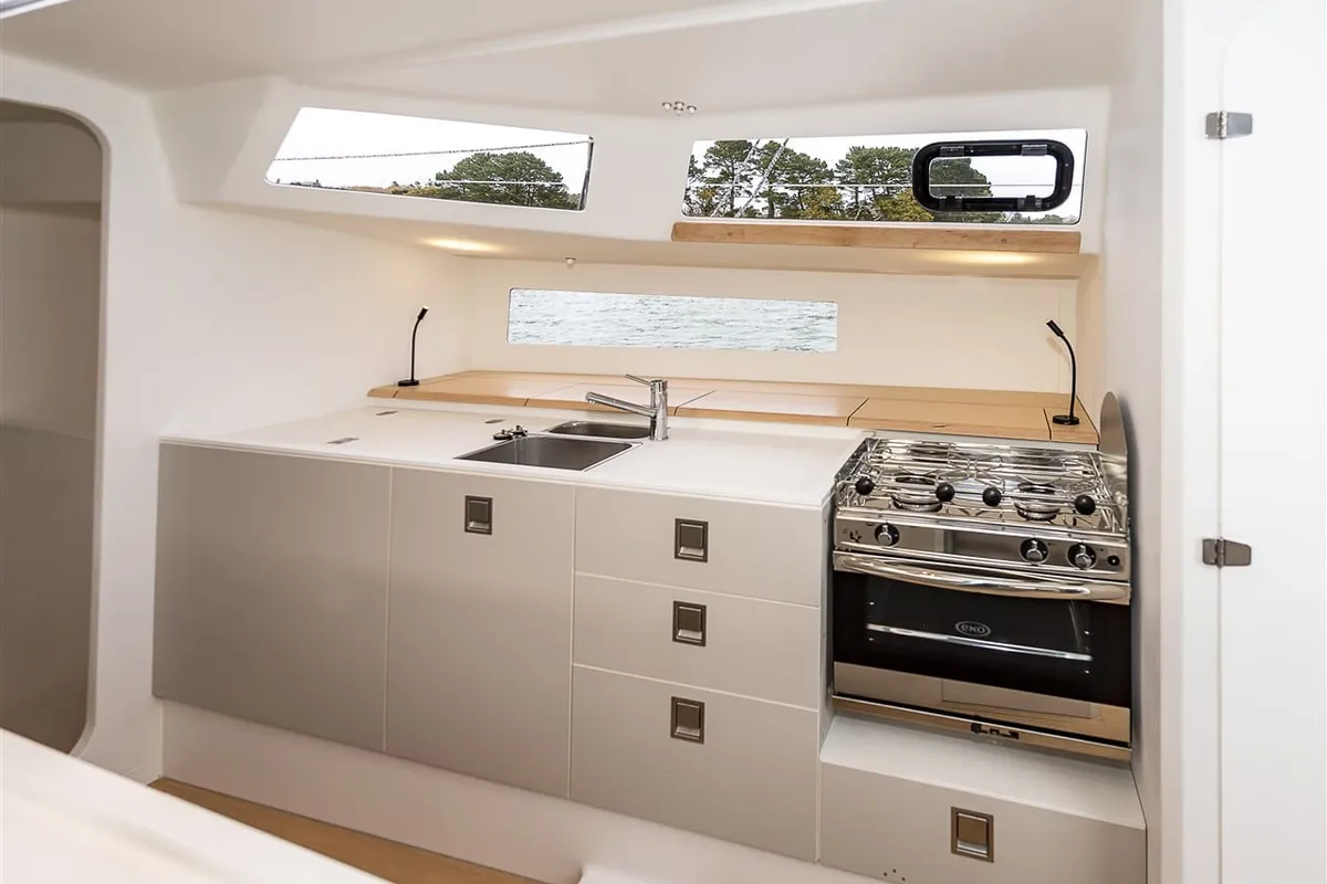 Galley of TOSTAKY, a Pogo 44 sailboat at Alameda, United States