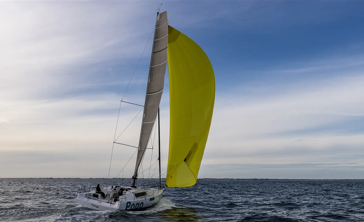 Exterior view of TOSTAKY, a Pogo 44 sailboat at Alameda, United States