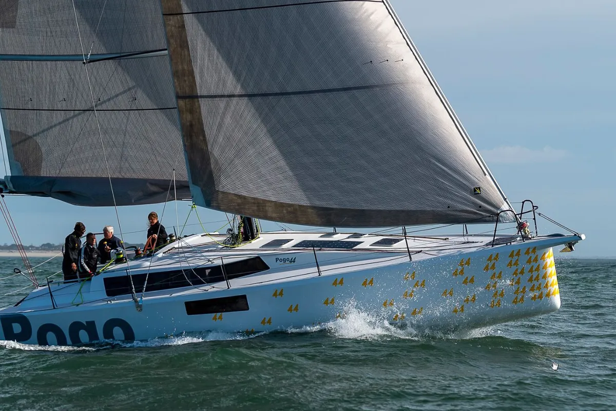 Exterior view of TOSTAKY, a Pogo 44 sailboat at Alameda, United States