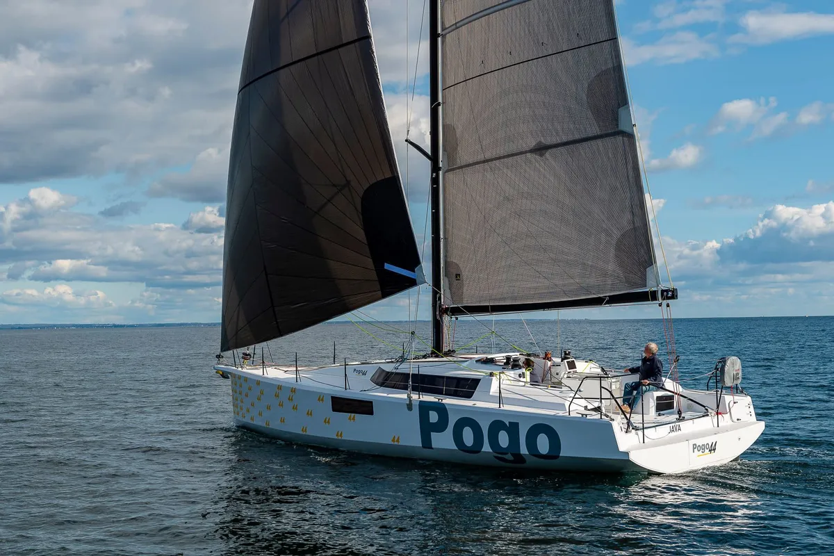 Exterior view of TOSTAKY, a Pogo 44 sailboat at Alameda, United States